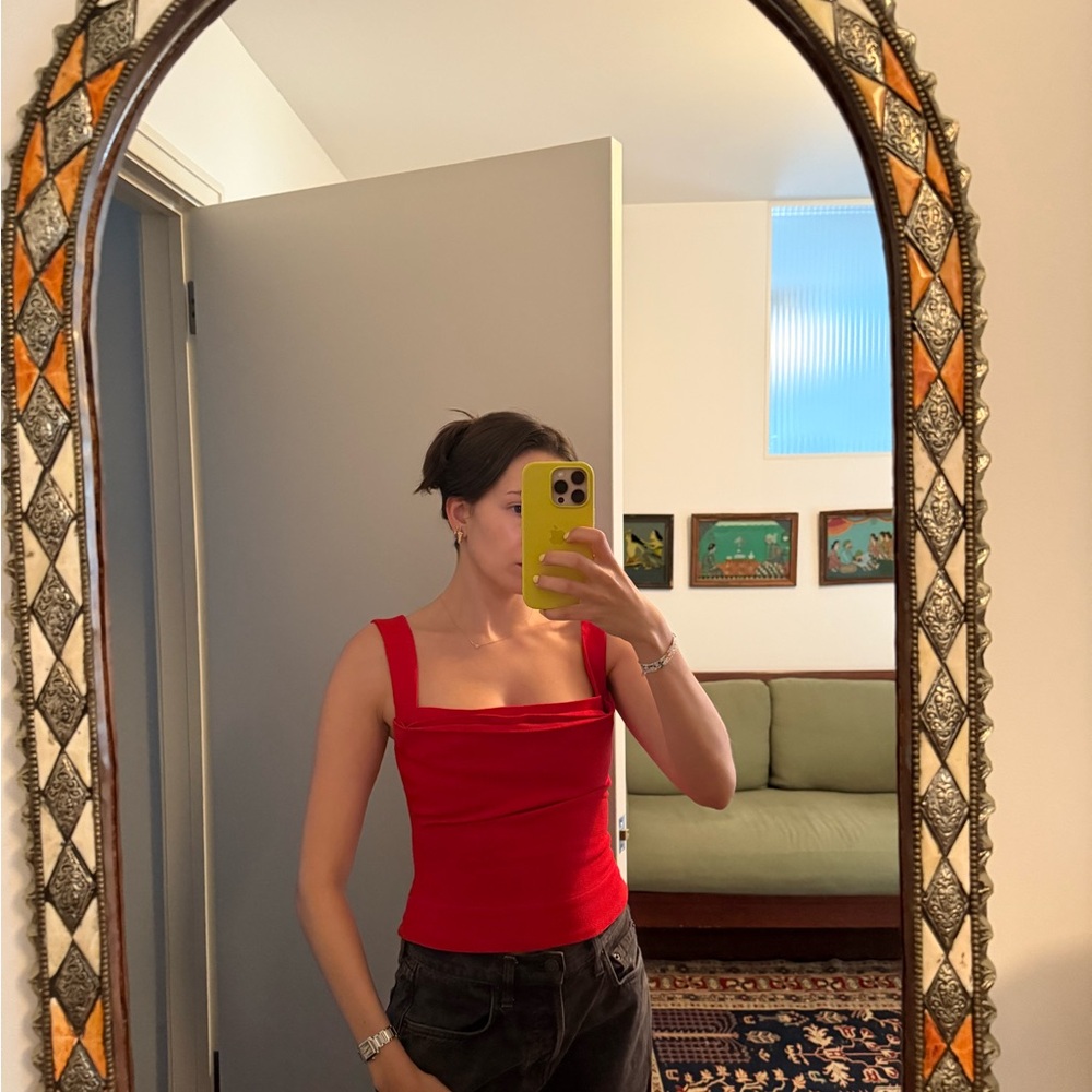 Miaou Red Square-Neck Tank Top